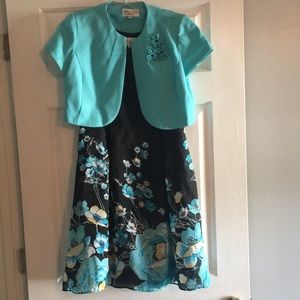 Studio I black and blue floral dress. Size 4p